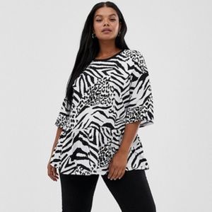 ASOS Curve Smock Top in Mono Mixed Animal Print 12